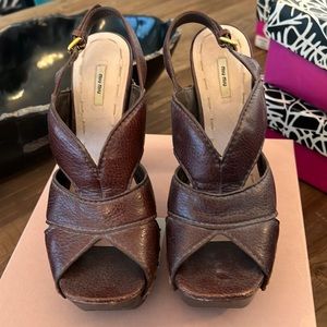 Miu miu brown studded sandals